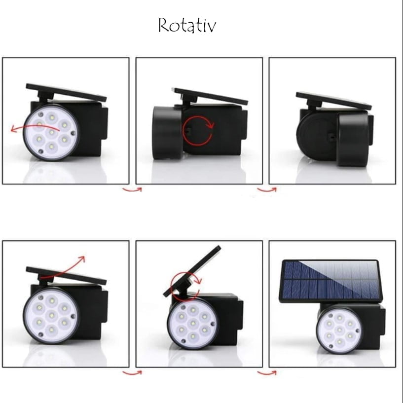 Lampa solara dubla, adjustabila cu 30 leduri, 3 tipuri de iluminare, IP65 si senzor de miscare - BUZ.RO