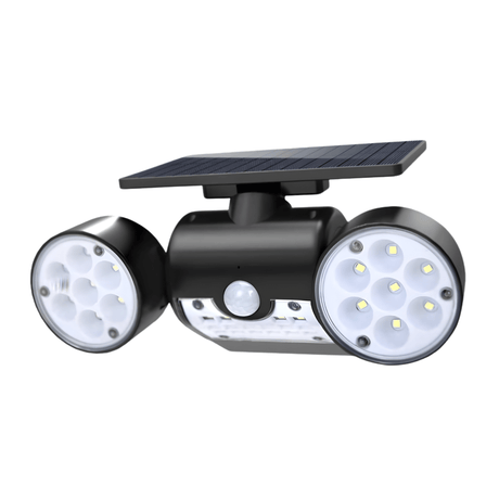 Lampa solara dubla, adjustabila cu 30 leduri, 3 tipuri de iluminare, IP65 si senzor de miscare - BUZ.RO
