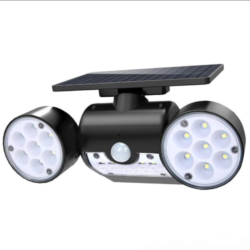 Lampa solara dubla, adjustabila cu 30 leduri, 3 tipuri de iluminare, IP65 si senzor de miscare