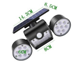 Lampa solara dubla, adjustabila cu 30 leduri, 3 tipuri de iluminare, IP65 si senzor de miscare