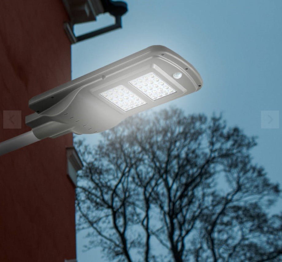 Lampa solara gradina, panou solar, 20w, surse led, 60 LED, tip buton, lumina, senzor voce, senzor uman, materia ABS+PC, impermeabila, IP65 - BUZ.RO