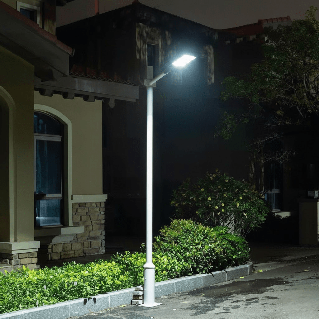 Lampa solara gradina, panou solar, 20w, surse led, 60 LED, tip buton, lumina, senzor voce, senzor uman, materia ABS+PC, impermeabila, IP65 - BUZ.RO