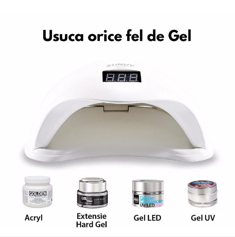 Lampa Unghii LED UV SUN 5 – 48W, Timer, Senzor Automat, Afișaj LCD - BUZ.RO