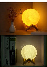 Lampa Veghe Lumina Ambientala Multicolora cu LED, 7 culori, 15 cm, Luna Moon imprimata 3D - BUZ.RO