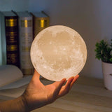 Lampa Veghe Lumina Ambientala Multicolora cu LED, 7 culori, 15 cm, Luna Moon imprimata 3D - BUZ.RO