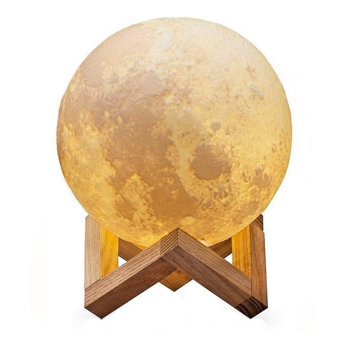Lampa Veghe Lumina Ambientala Multicolora cu LED, 7 culori, 15 cm, Luna Moon imprimata 3D - BUZ.RO