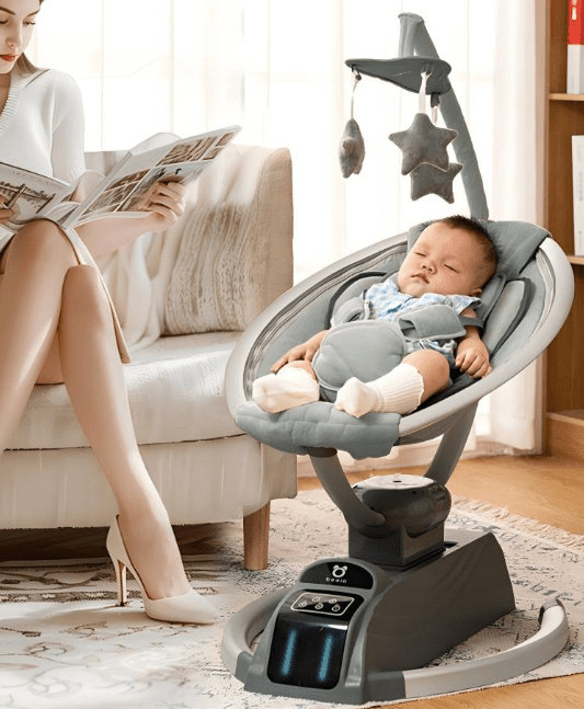 Leagan electric bebe, balansoar bebelusi, cu melodii, aplicatie monitorizare telefon, - BUZ.RO