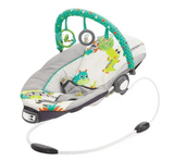 Leagan electric pentru bebe, cu vibratii si melodii, bara de activitati, ham reglabil, culoare gri turcoaz - BUZ.RO