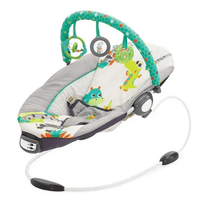 Leagan electric pentru bebe, cu vibratii si melodii, bara de activitati, ham reglabil, culoare gri turcoaz