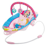 Leagan electric pentru bebe, cu vibratii si melodii, bara de activitati, ham reglabil, roz - BUZ.RO