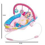 Leagan electric pentru bebe, cu vibratii si melodii, bara de activitati, ham reglabil, roz - BUZ.RO