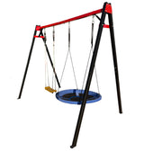 Leagan gradina copii/adulti, balansoar dublu de curte, metalic, cu accesorii incluse, cuib suspendat, 2,4x2,1m - BUZ.RO