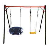 Leagan gradina copii/adulti, balansoar dublu de curte, metalic, cu accesorii incluse, cuib suspendat, 2,4x2,1m - BUZ.RO