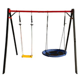 Leagan gradina copii/adulti, balansoar dublu de curte, metalic, cu accesorii incluse, cuib suspendat, 2,4x2,1m - BUZ.RO