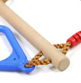 Leagan trapez de lemn cu set de inele pentru gimnastica copii cu frânghii reglabile - BUZ.RO