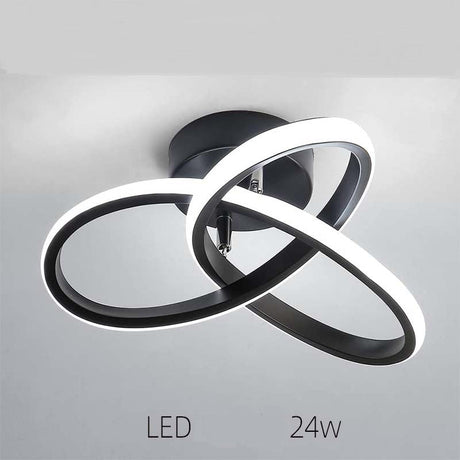 Lustra led, plafoniera led, aluminiu, 22W, 3 tipuri de lumina, diametru 24 cm, 220V, 1800Lm, negru - BUZ.RO