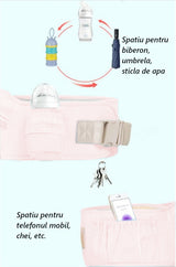 Marsupiu ergonomic, pentru bebe, 3-36 luni, ajustabil, model bufnita