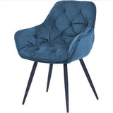 Masa bucatarie cu scaune, set living/dinning, picioare metalice, blat lemn, husa catifea, moderne, 6 persoane - BUZ.RO