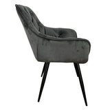 Masa bucatarie cu scaune, set living/dinning, picioare metalice, blat lemn, husa catifea, moderne, 6 persoane - BUZ.RO