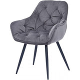 Masa bucatarie cu scaune, set living/dinning, picioare metalice, blat lemn, husa catifea, moderne, 6 persoane - BUZ.RO