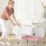 Masa de infasat si schimbat scutecele, multifunctionala, pliabila, cu cos de depozitare, roz, 77x 59 cm - BUZ.RO