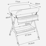Masa de infasat si schimbat scutecele, multifunctionala, pliabila, cu cos de depozitare, roz, 77x 59 cm - BUZ.RO