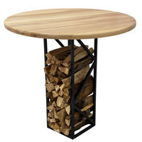 Masa de lucru din lemn tei, rotunda, cu picioare masa metal, Helena, 97.5 cm diametru, 93.4 cm inaltime