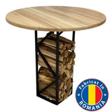 Masa de lucru din lemn tei, rotunda, cu picioare masa metal, Helena, 97.5 cm diametru, 93.4 cm inaltime - BUZ.RO