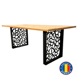 Masa lemn tei, cu picioare masa metal, Destiny, 200 L* 95 l* 75.5 H cm