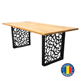 Masa lemn tei, cu picioare masa metal, Destiny, 200 L* 95 l* 75.5 H cm