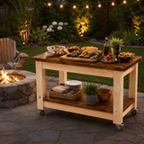 Masa Gratar ,Carucior BBQ ,lemn masiv, roti, terasa 120x71x86 - BUZ.RO