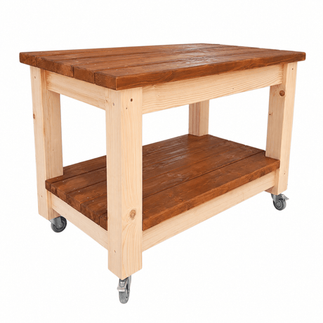 Masa Gratar ,Carucior BBQ ,lemn masiv, roti, terasa 120x71x86 - BUZ.RO