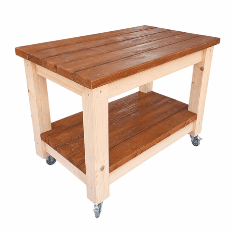Masa Gratar ,Carucior BBQ ,lemn masiv, roti, terasa 120x71x86 - BUZ.RO