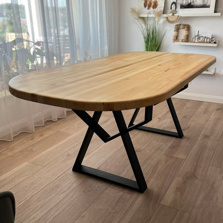 Masa lemn de tei, cu picioare metal, 200x95x78 cm, Elisabeta - BUZ.RO