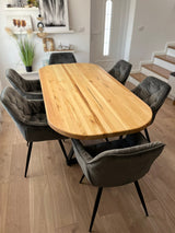 Masa lemn de tei, cu picioare metal, 200x95x78 cm, Elisabeta - BUZ.RO