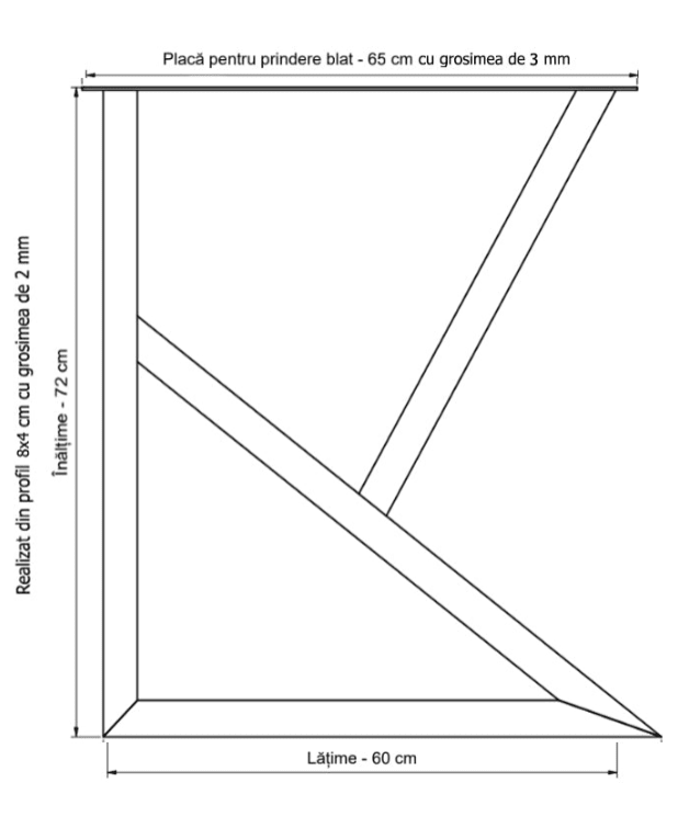Masa lemn de tei, cu picioare metal, 200x95x78 cm, Liz - BUZ.RO