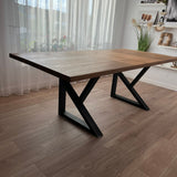 Masa lemn de tei, cu picioare metal, 200x95x78 cm, Liz - BUZ.RO