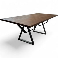 Masa lemn de tei, cu picioare metal, 200x95x78 cm, set AMELIE