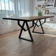 Masa lemn de tei, cu picioare metal, 200x95x78 cm, set AMELIE - BUZ.RO