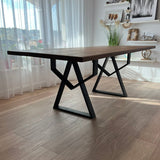 Masa lemn de tei, cu picioare metal, 200x95x78 cm, set AMELIE - BUZ.RO