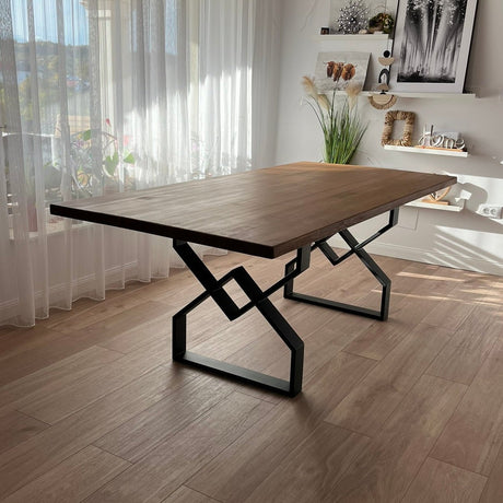 Masa lemn de tei, cu picioare metal, 200x95x78 cm, Zia - BUZ.RO