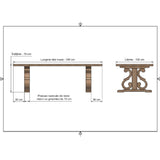 Masa lemn masiv, cu cadru din lemn masiv, Ofelia, 240x100x76 cm - BUZ.RO