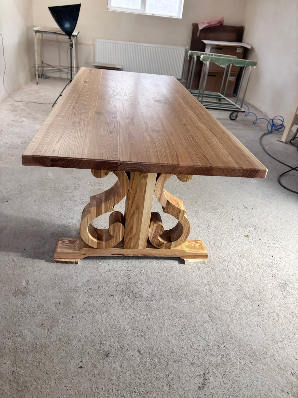 Masa lemn masiv, cu cadru din lemn masiv, Ofelia, 240x100x76 cm - BUZ.RO