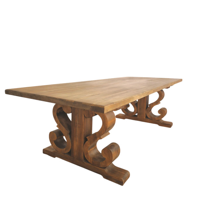 Masa lemn masiv, cu cadru din lemn masiv, Ofelia, 240x100x76 cm - BUZ.RO