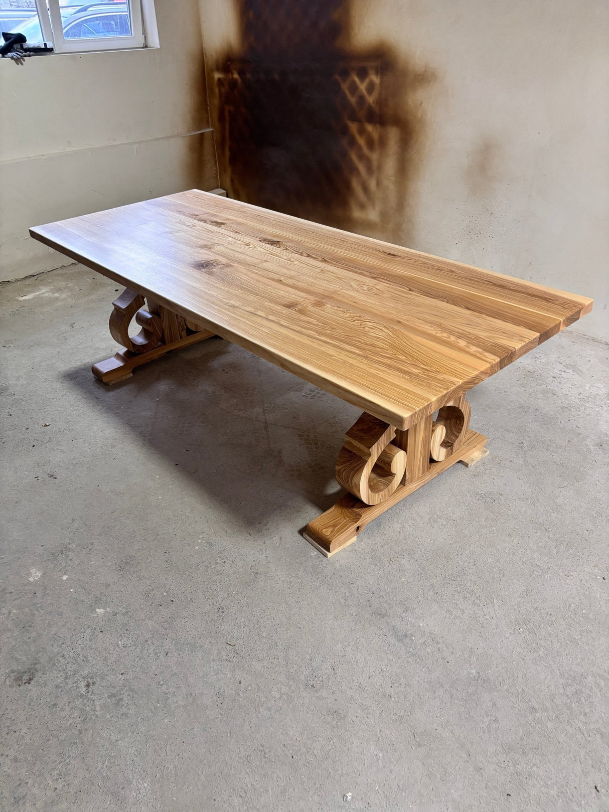 Masa lemn masiv, cu cadru din lemn masiv, Ofelia, 240x100x76 cm - BUZ.RO