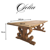 Masa lemn masiv, cu cadru din lemn masiv, Ofelia, 240x100x76 cm - BUZ.RO