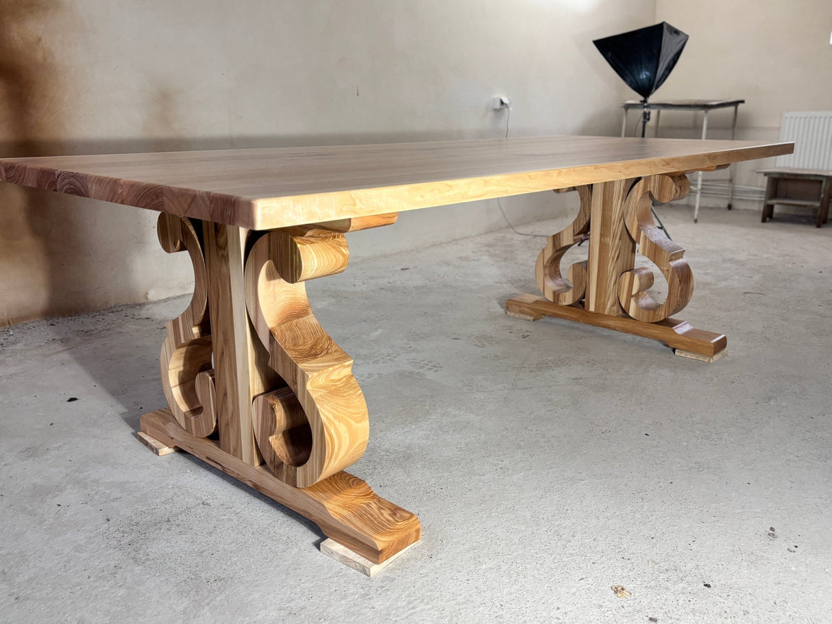 Masa lemn masiv, cu cadru din lemn masiv, Ofelia, 240x100x76 cm - BUZ.RO