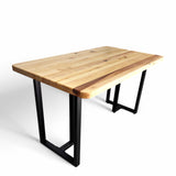 Masa lemn masiv, cu picioare masa metal, Chleo, 140x80x78 cm