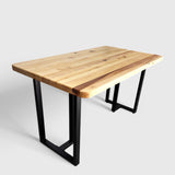 Masa lemn masiv, cu picioare masa metal, Chleo, 140x80x78 cm