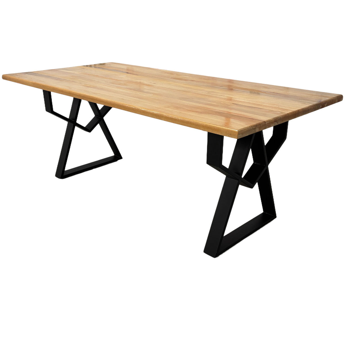Masa lemn tei, cu picioare masa metal, Adriana, 200 L* 95 l* 75.5 H cm